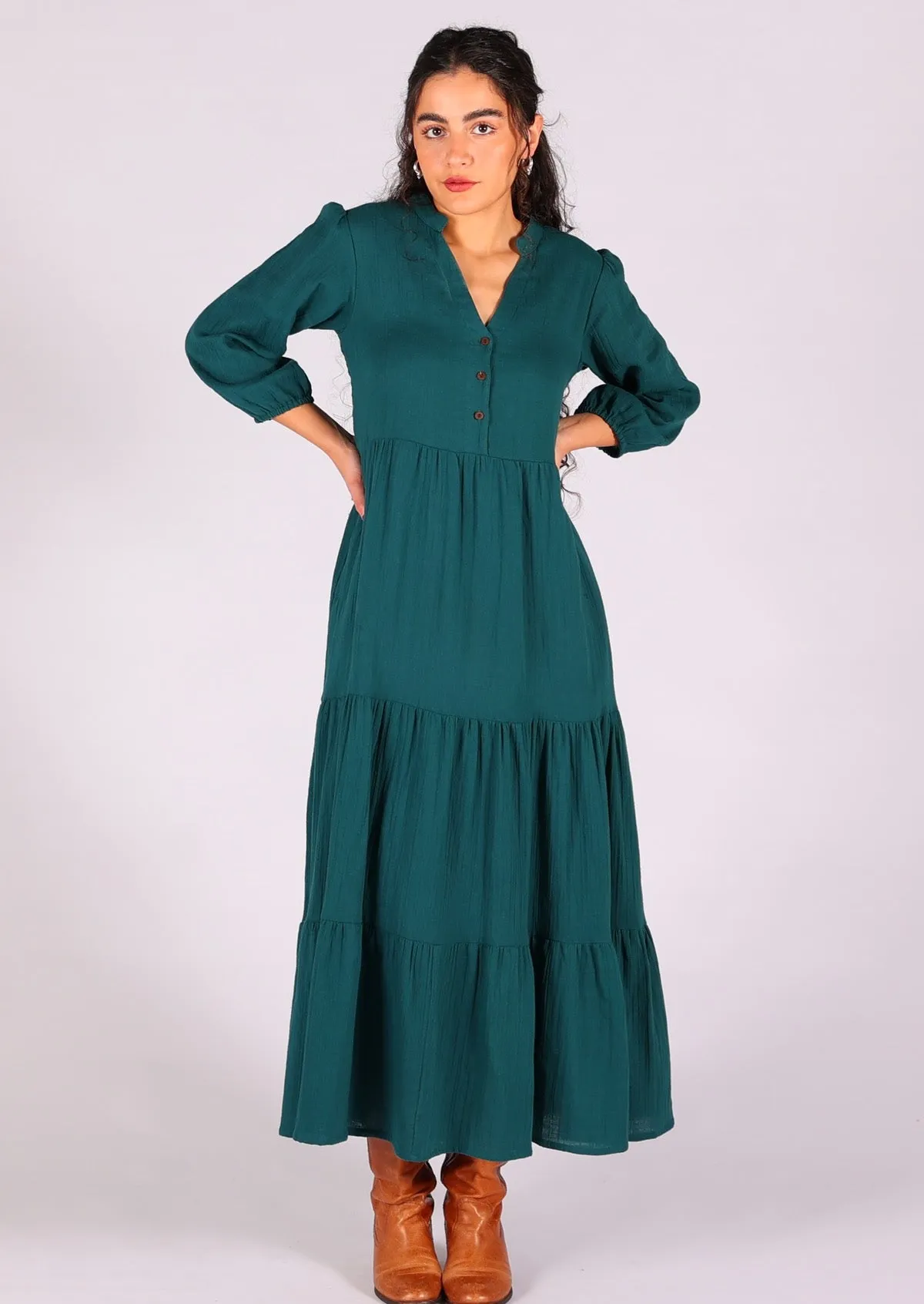 Deep Teal Tiered Maxi Dress