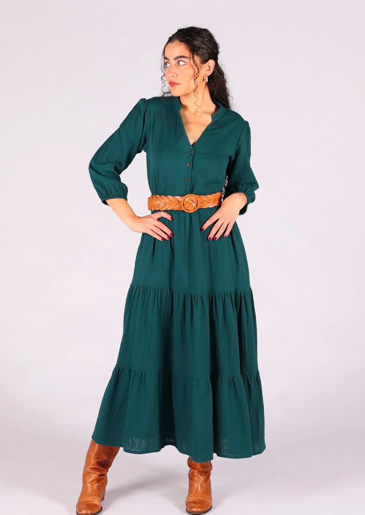 Deep Teal Tiered Maxi Dress