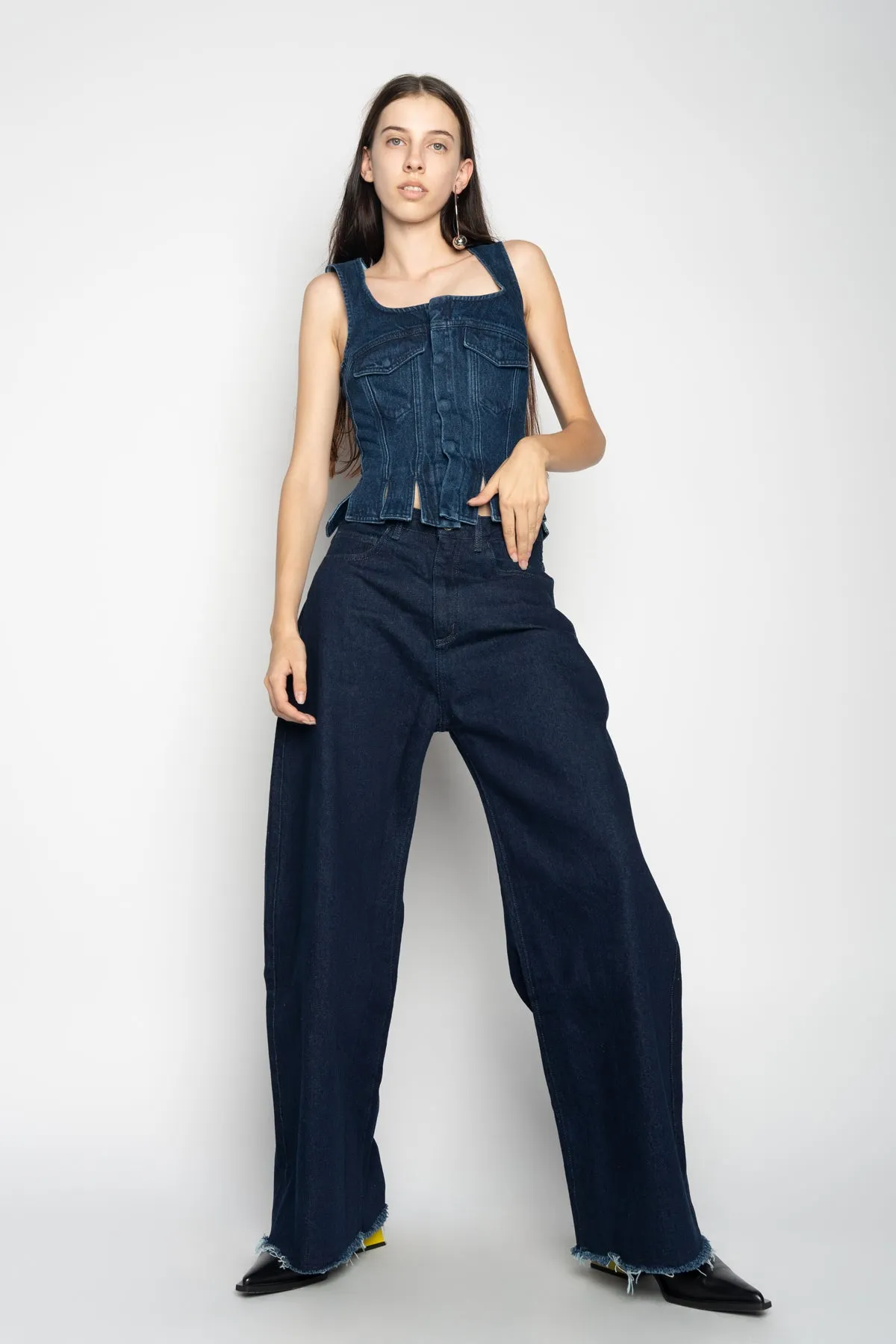 DENIM CORSET IN NAVY BLUE
