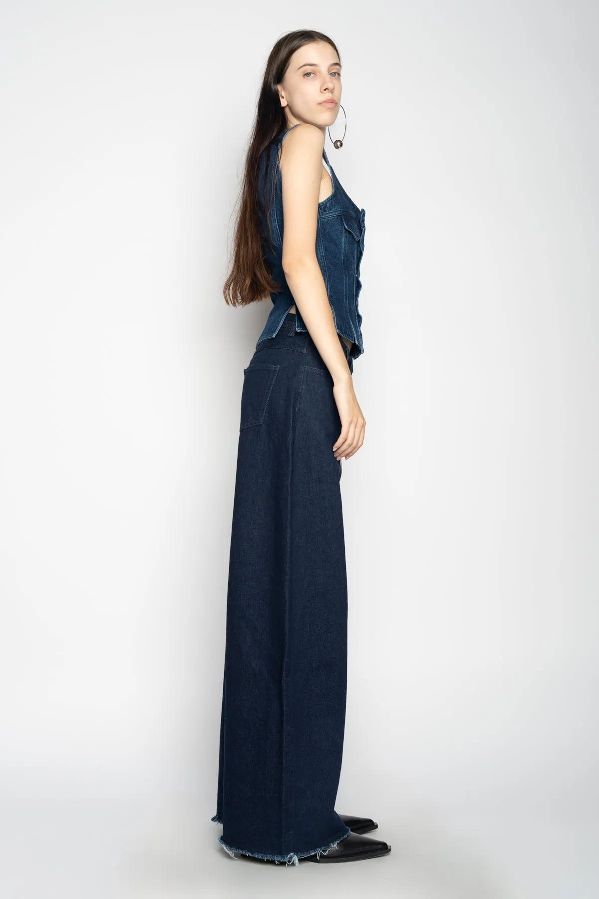 DENIM CORSET IN NAVY BLUE