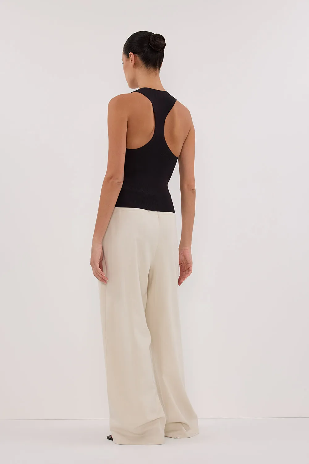DEVIN WASHED BLACK RACER KNIT TANK
