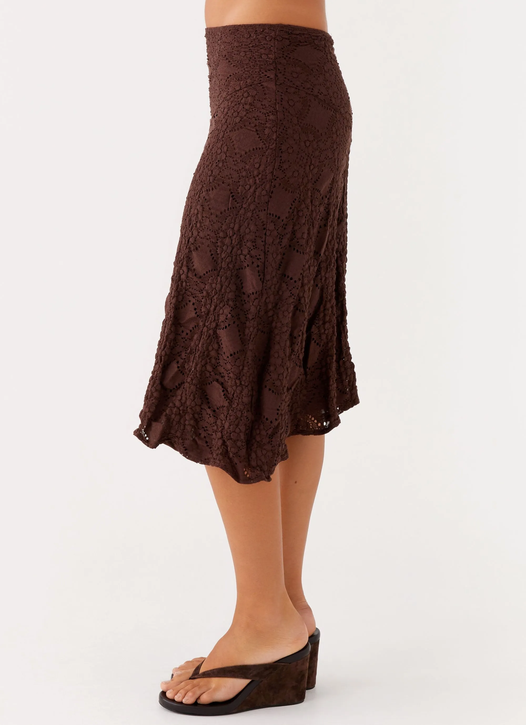 Diamond Sky Midi Skirt - Chocolate