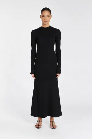 DONNA BLACK LONG SLEEVE MIDI DRESS