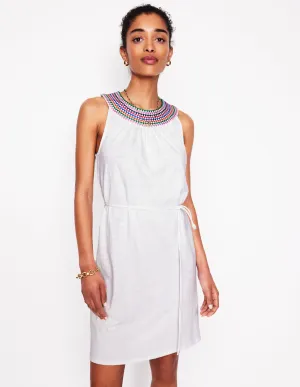 Eleni Embroidered Short Dress-White