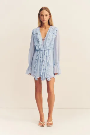 EMORY RUFFLE MINI DRESS - ARCADIAN BLUE
