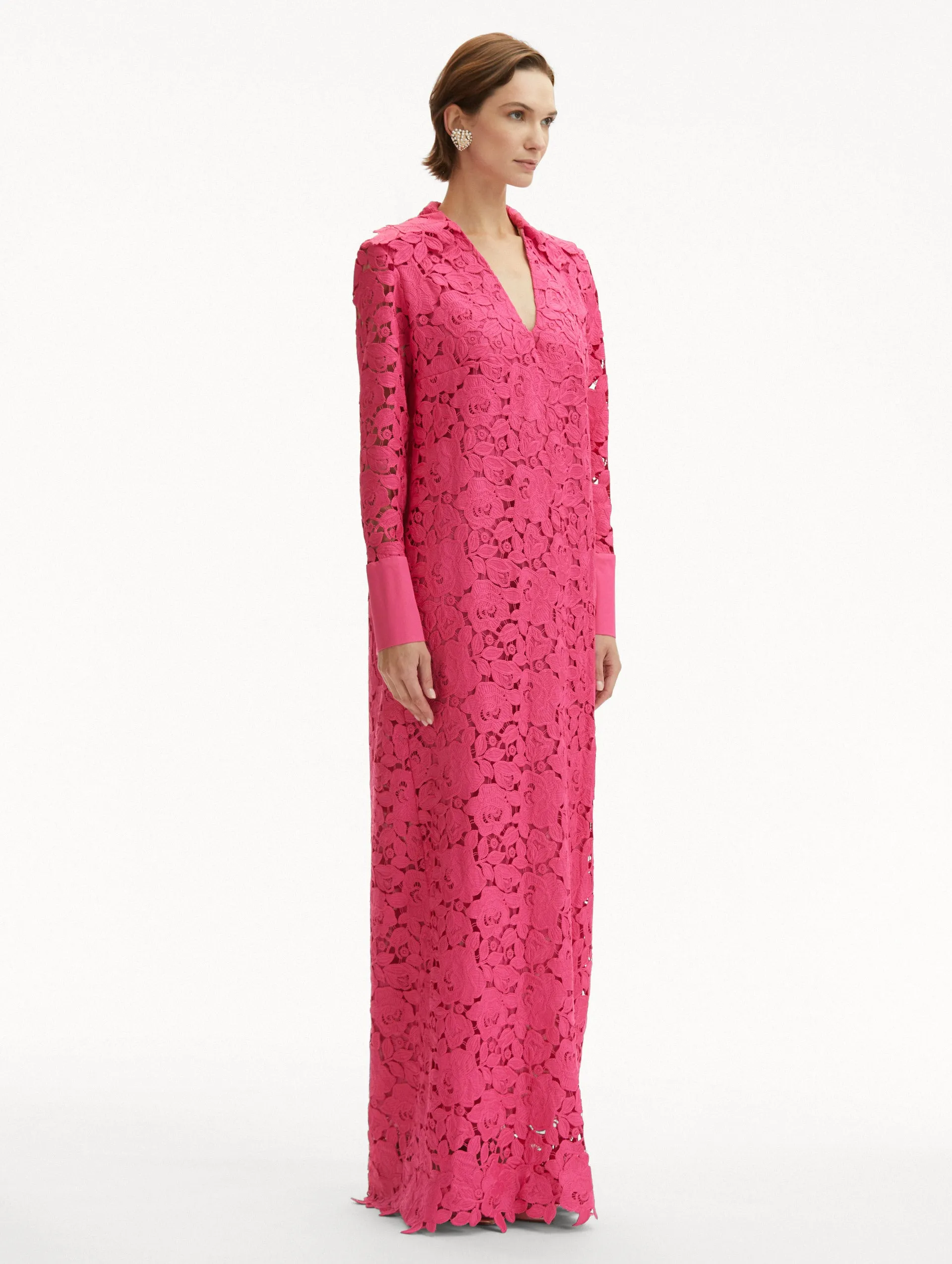 English Rose Guipure Long Sleeve Gown