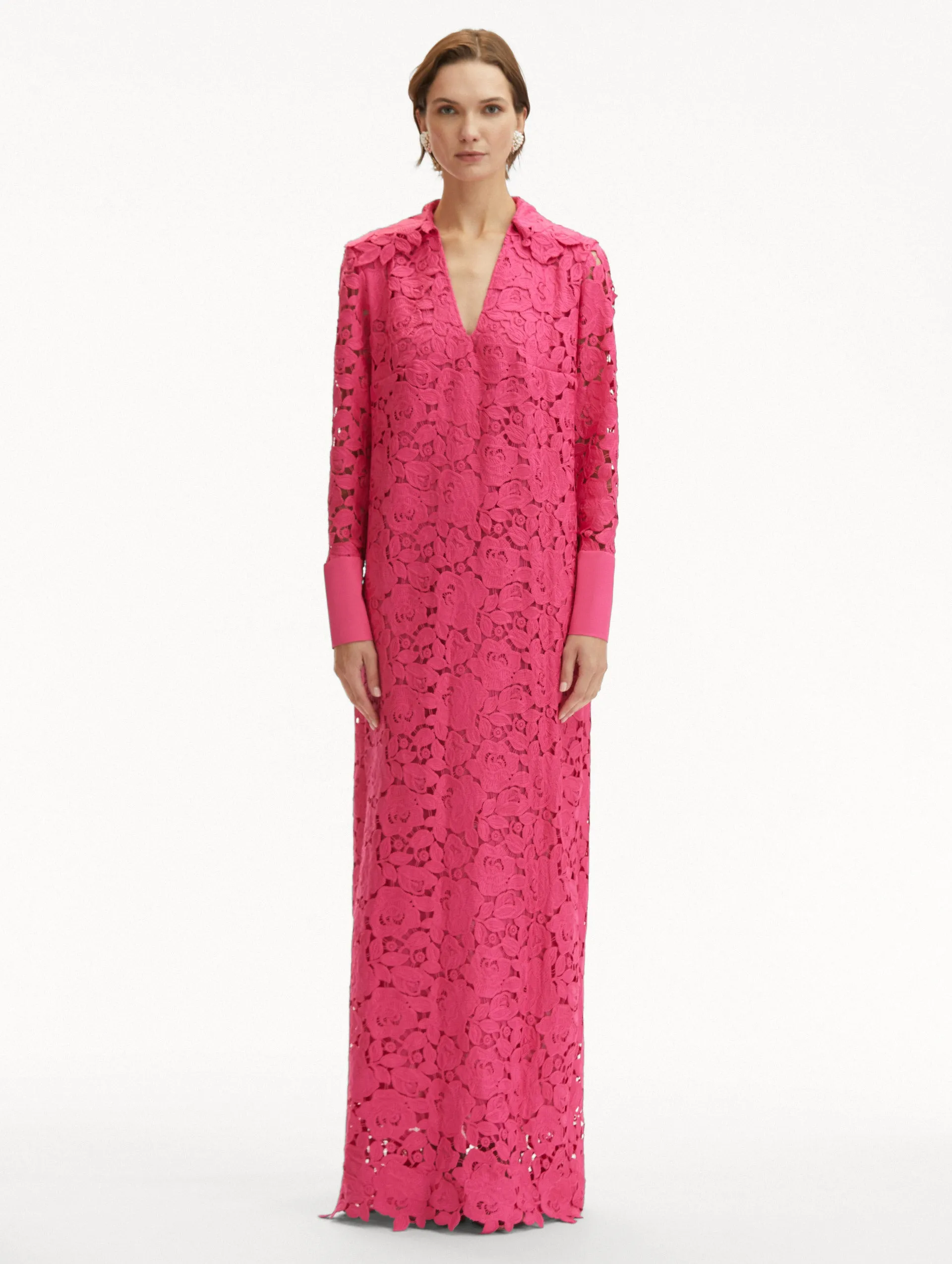 English Rose Guipure Long Sleeve Gown