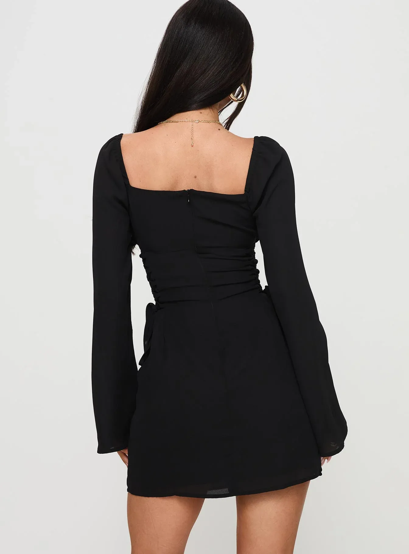 Eternal Flame Long Sleeve Mini Dress Black