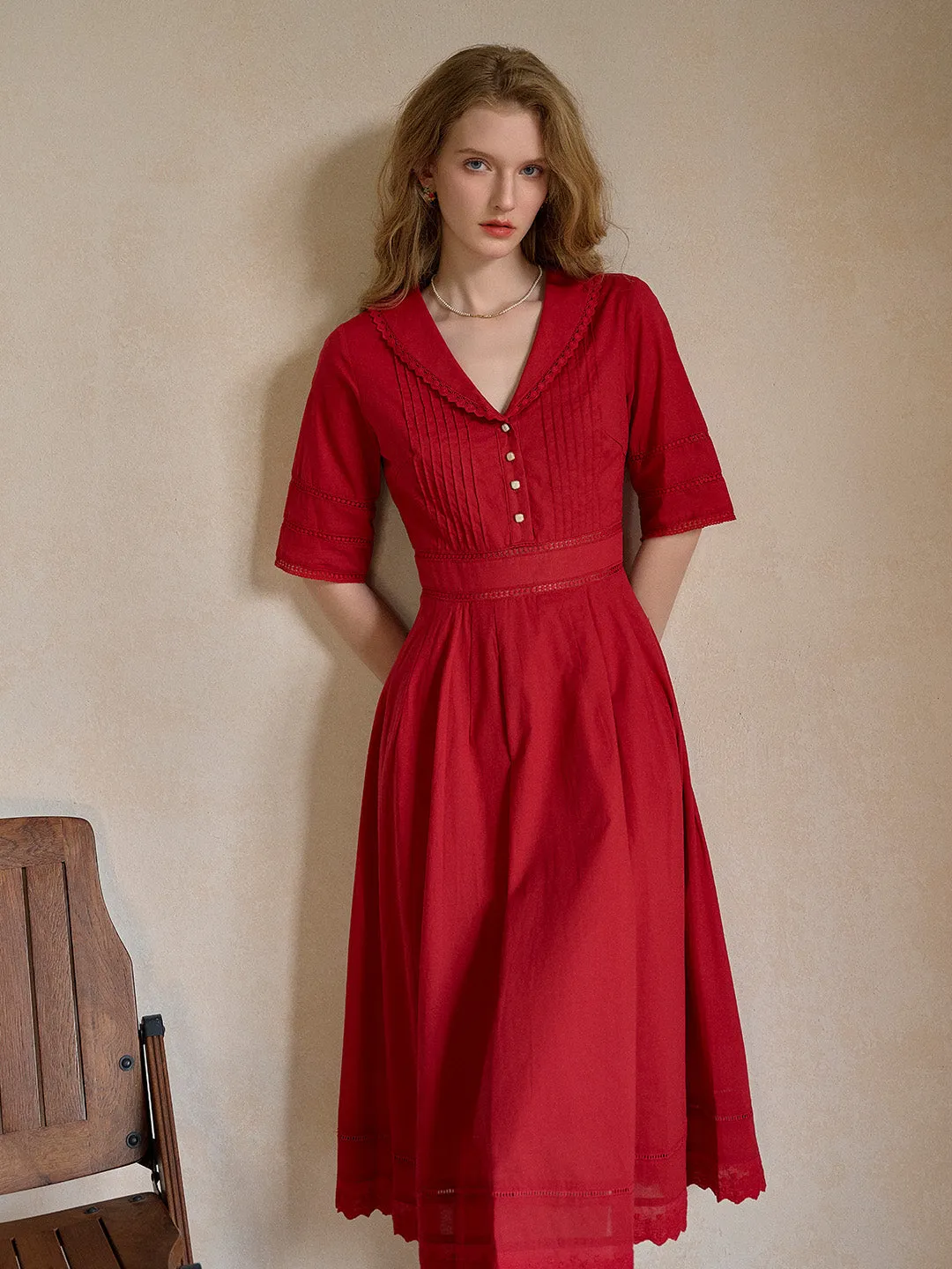 Fiona 100% Cotton White Midi Dress