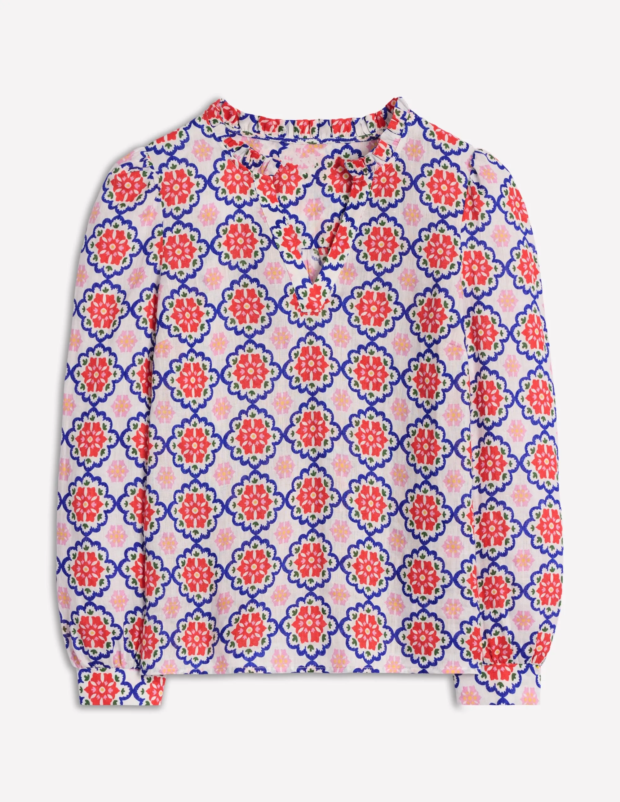 Grace Linen Top-Ivory. Bloom Geo