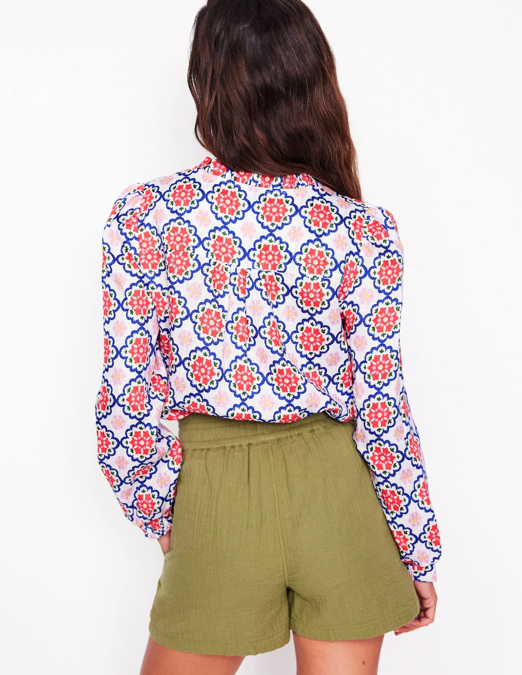 Grace Linen Top-Ivory. Bloom Geo