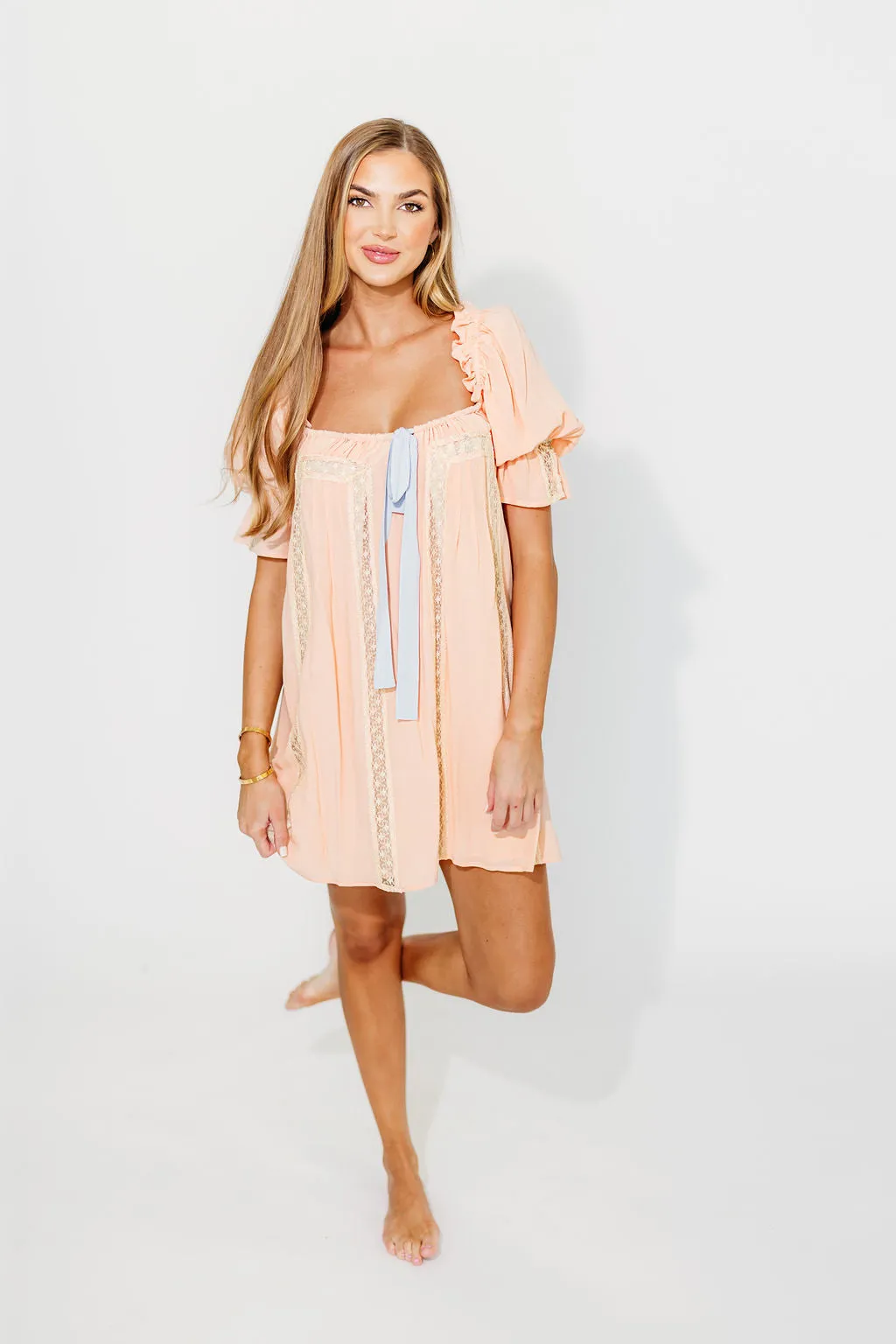 Heirloom Mini Dress in Peach Nectar