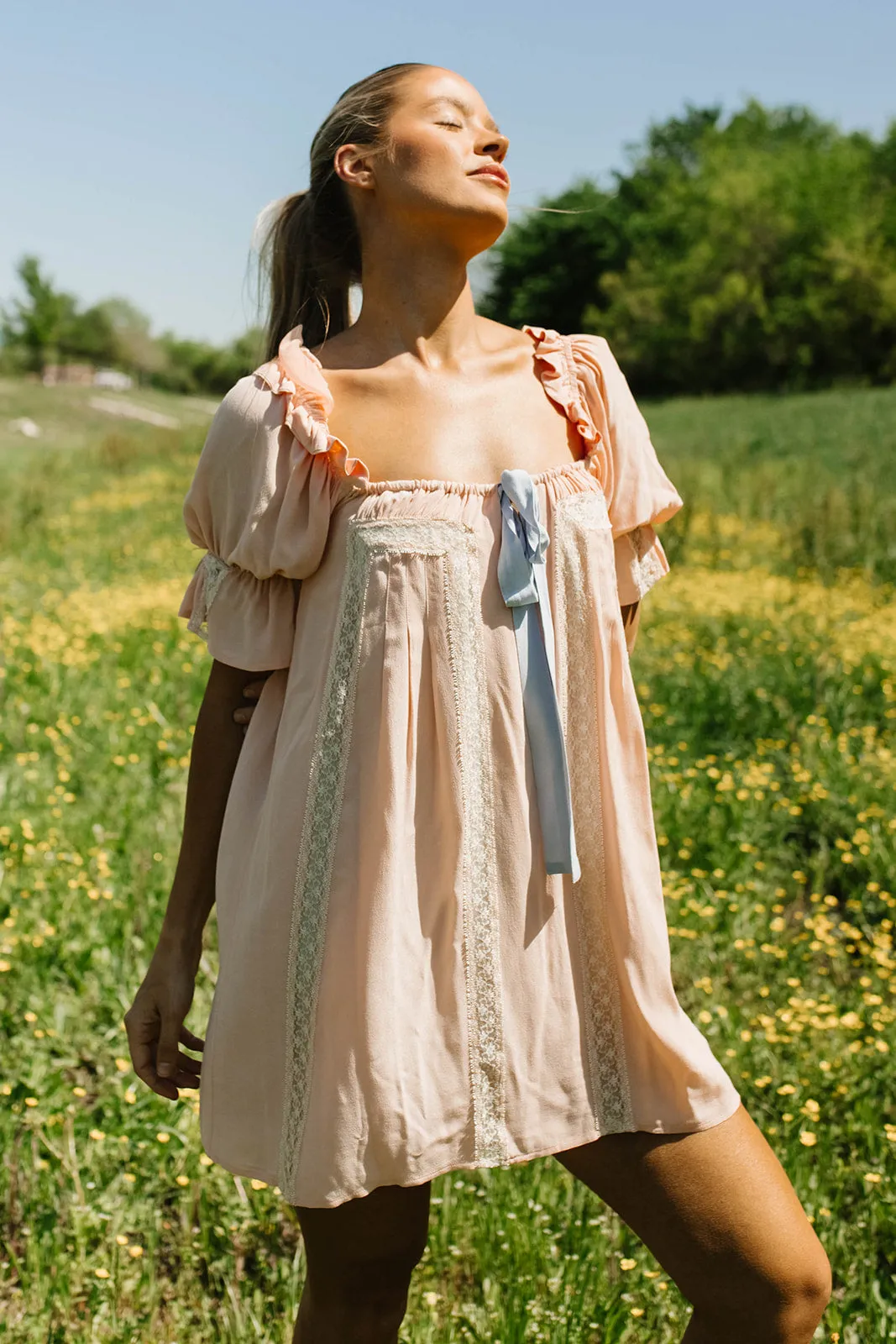 Heirloom Mini Dress in Peach Nectar