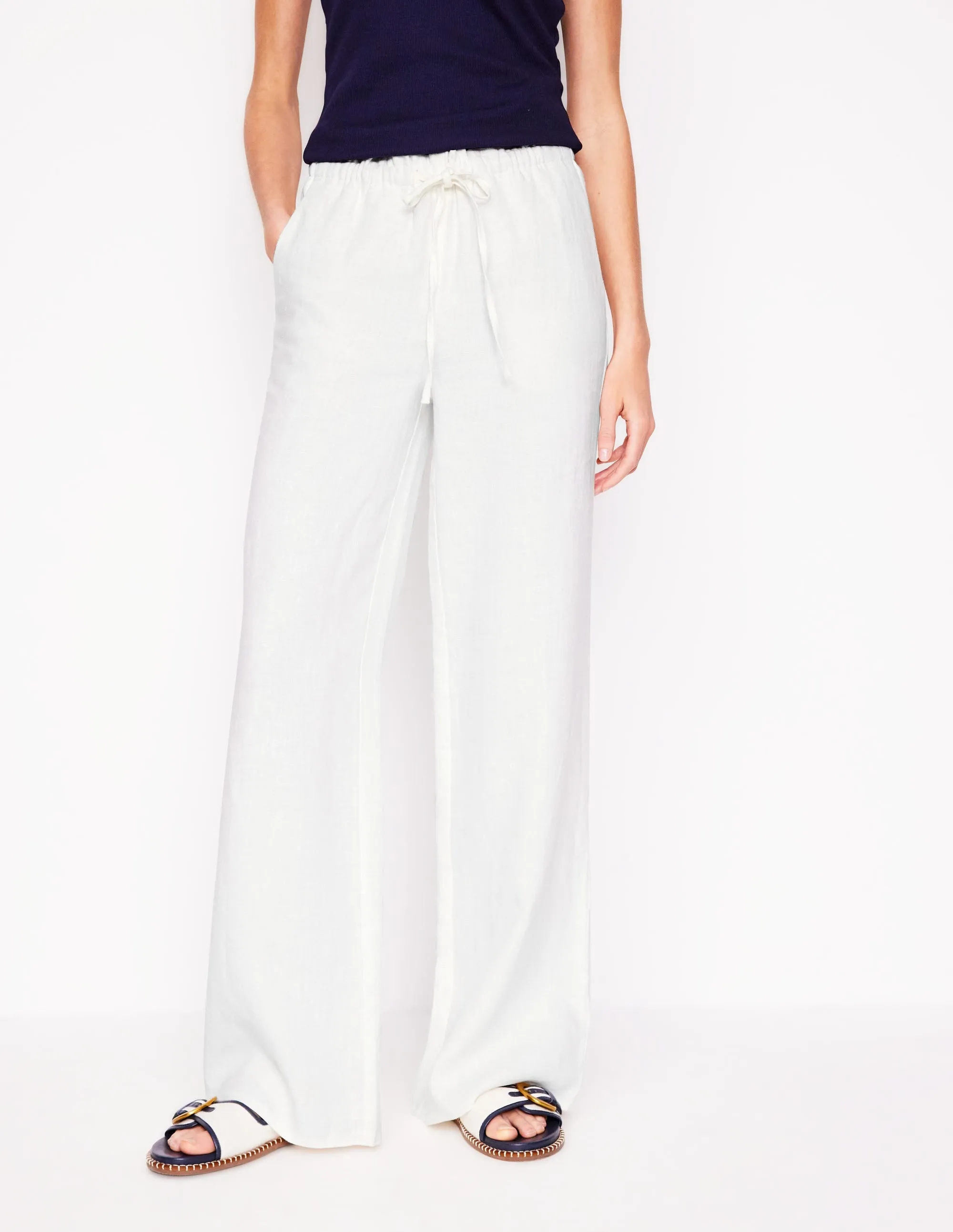 Islington Linen Trousers-White