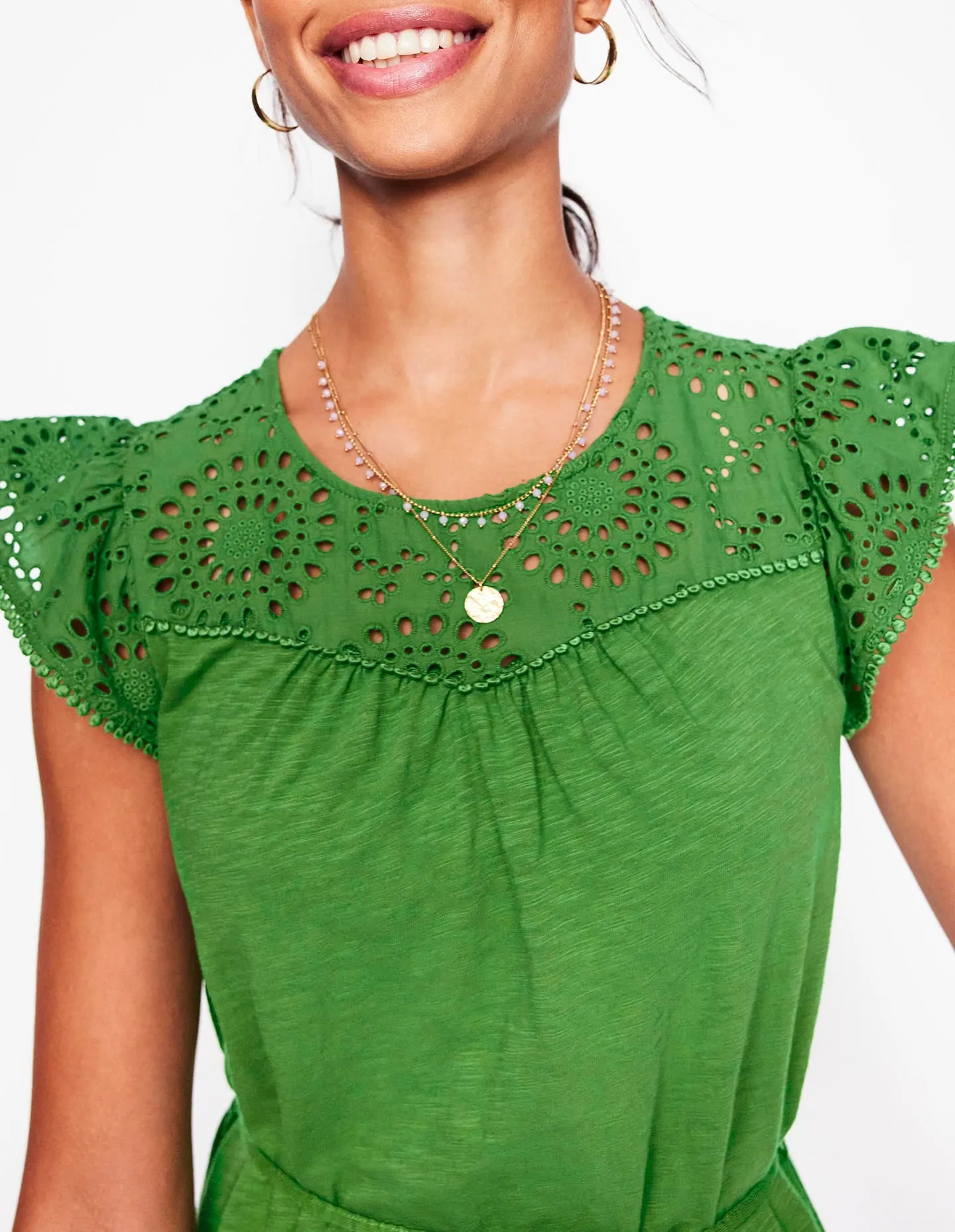 Juliet Broderie Short Dress-Paradise Green