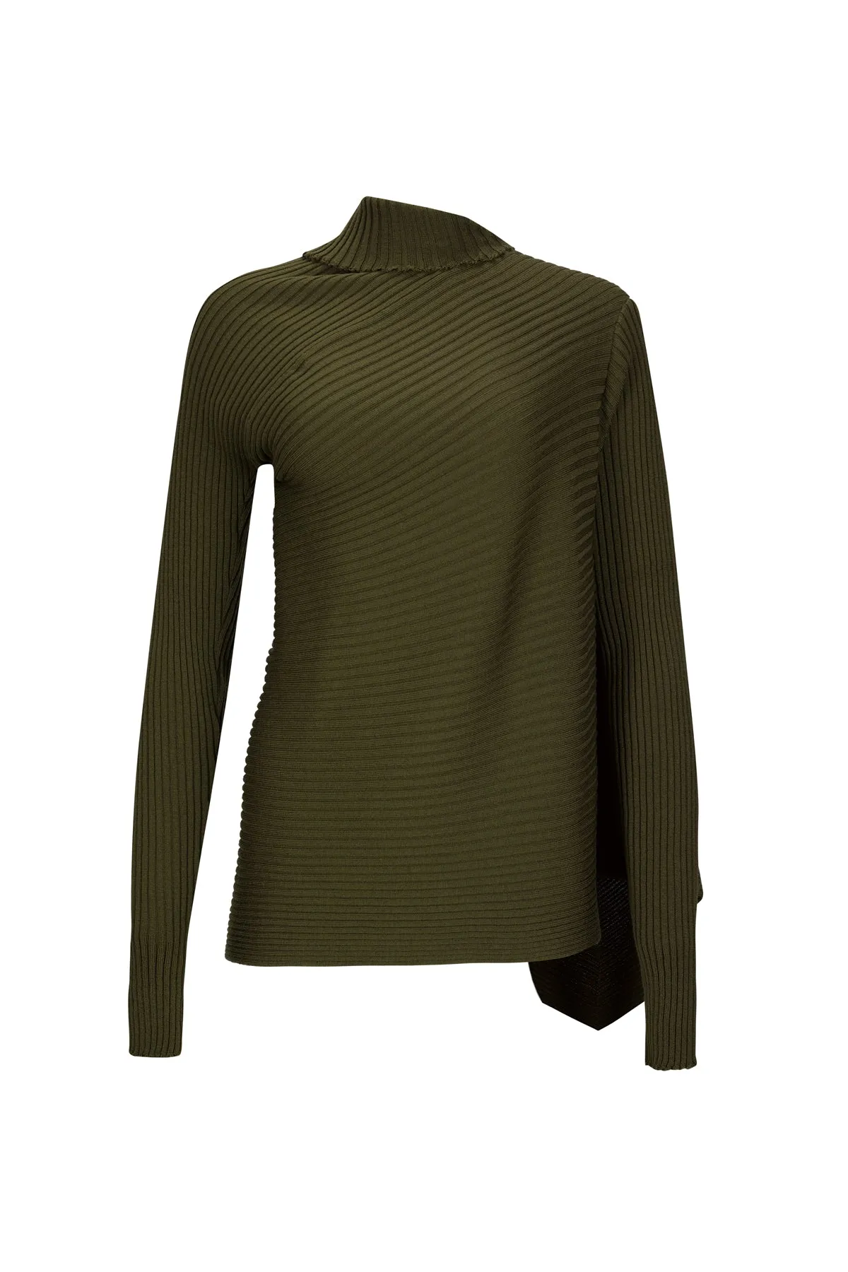 KHAKI MERINO DRAPED JUMPER