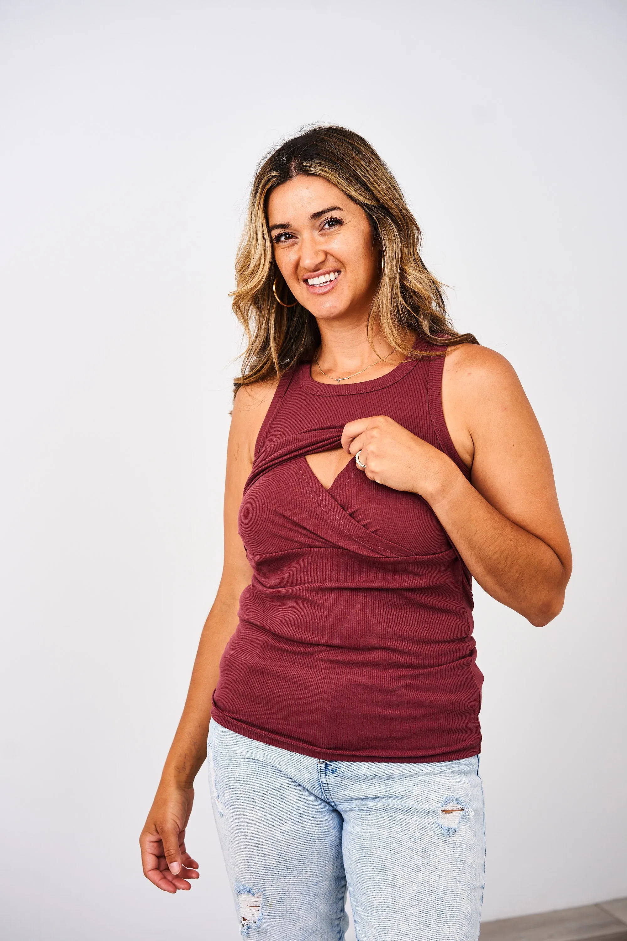 Latched Mama Racerback Ribbed Nursing Tank