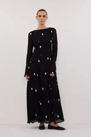 LAURA BLACK SPOT MIDI DRESS