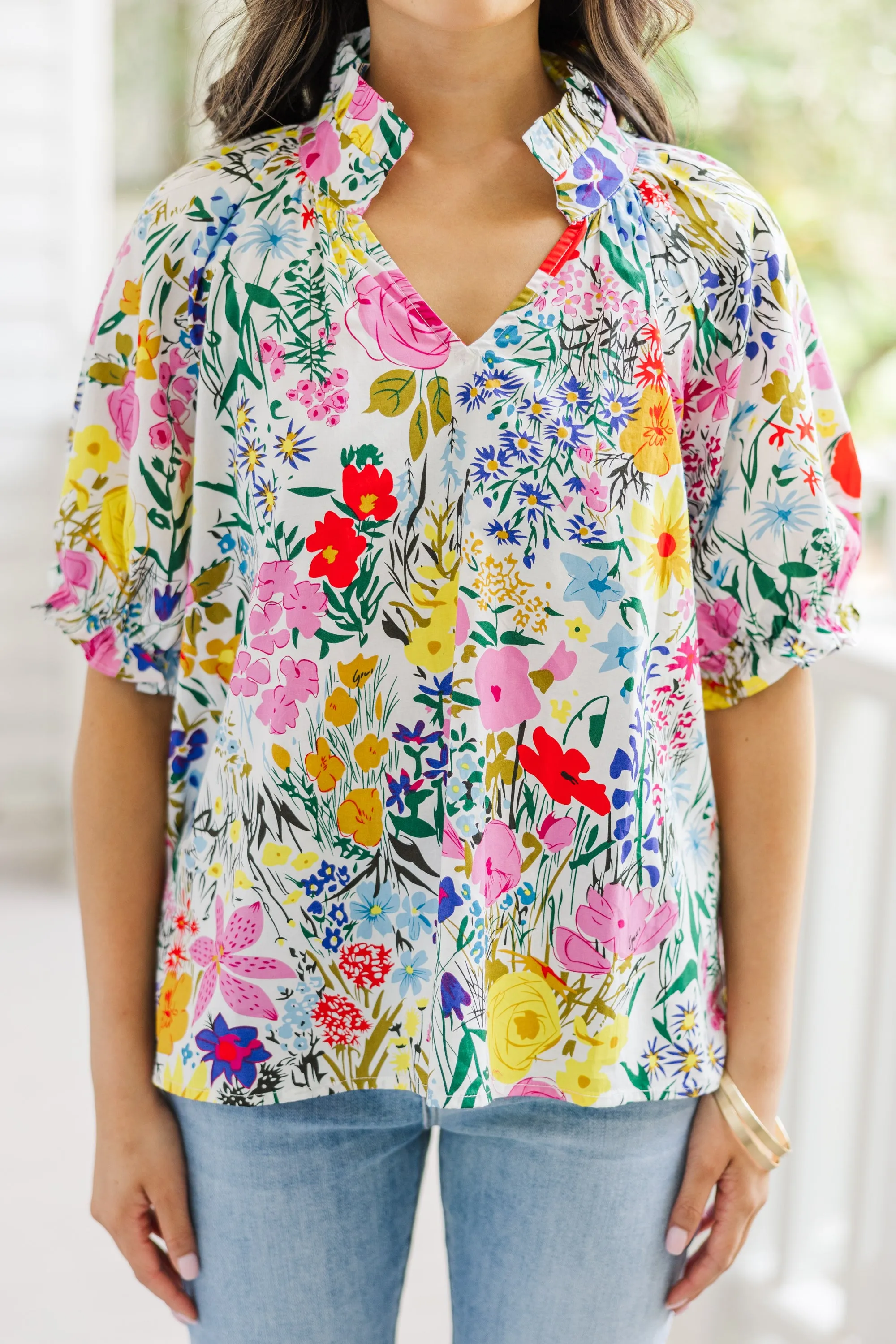 Life To Lead White Floral Blouse