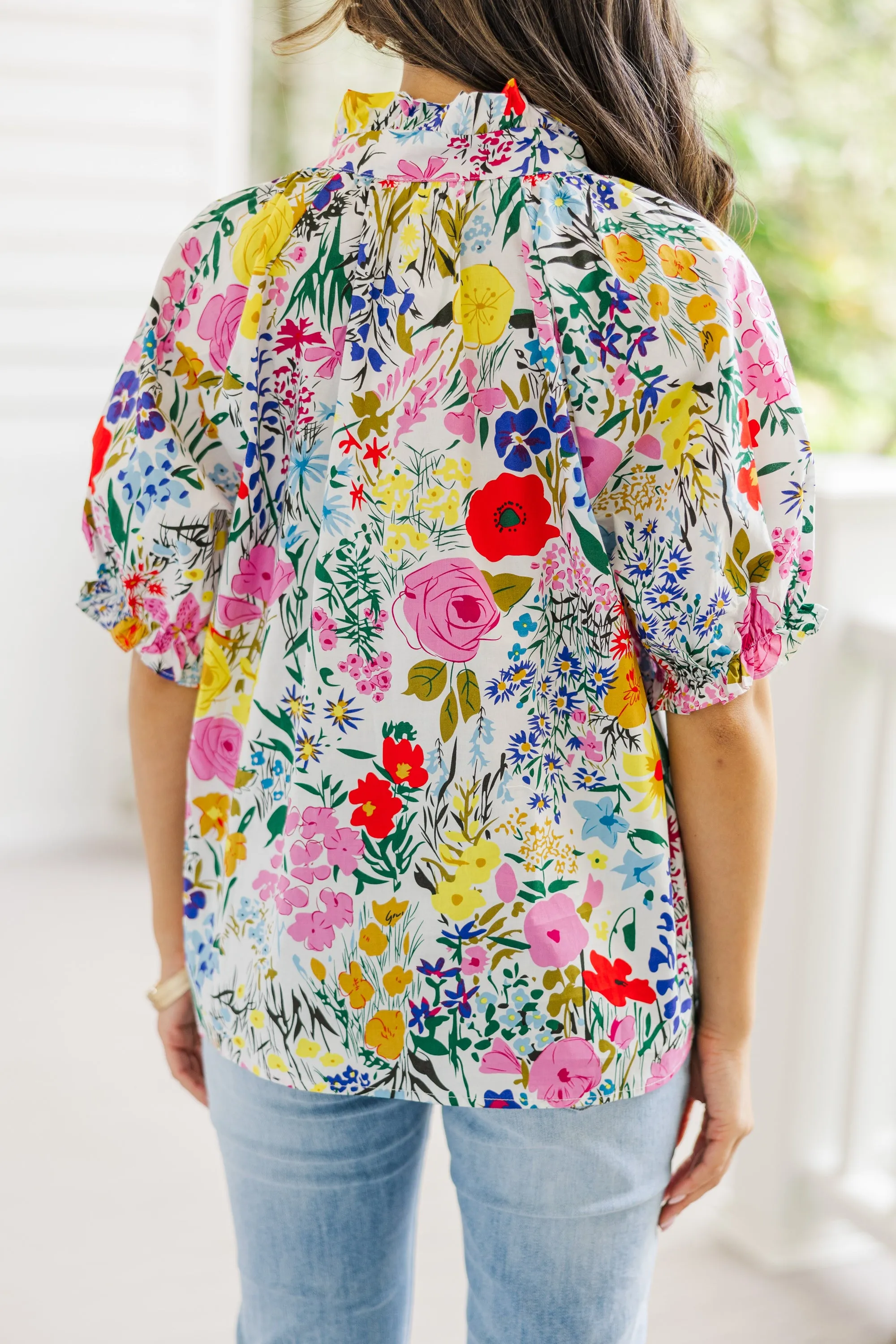 Life To Lead White Floral Blouse