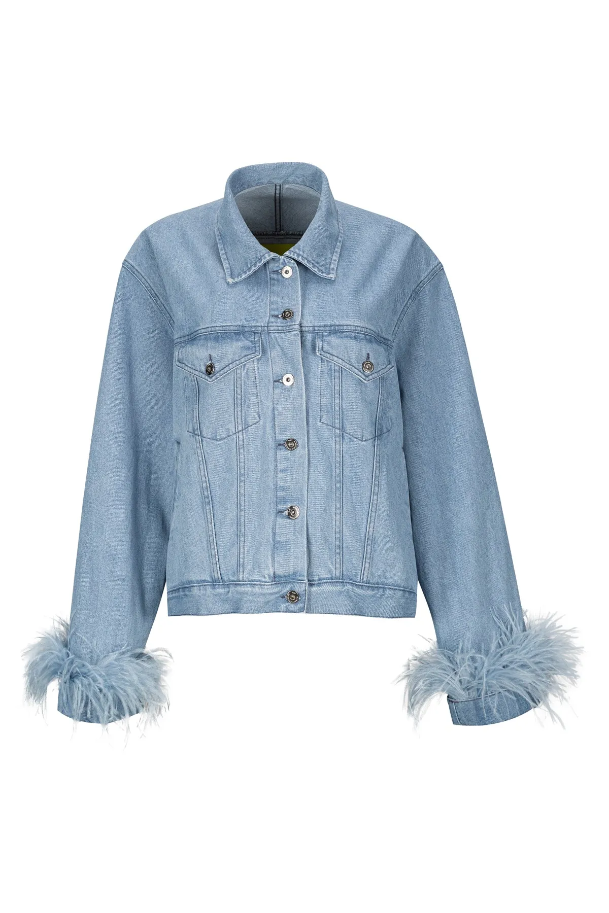 LIGHT BLUE FEATHER CUFF JACKET