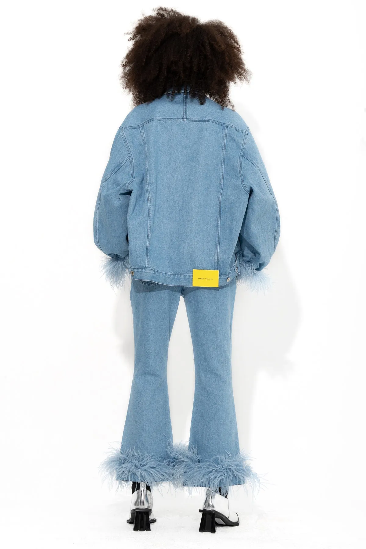 LIGHT BLUE FEATHER CUFF JACKET