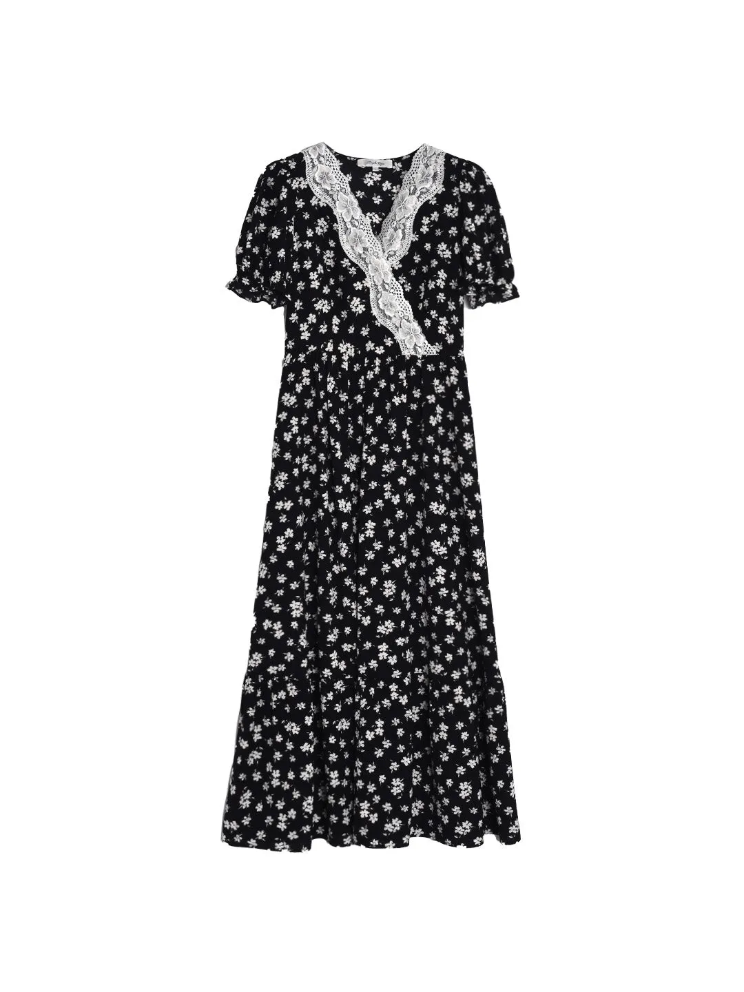 Lilith Ruffle V-Neck Lace Floral Dress