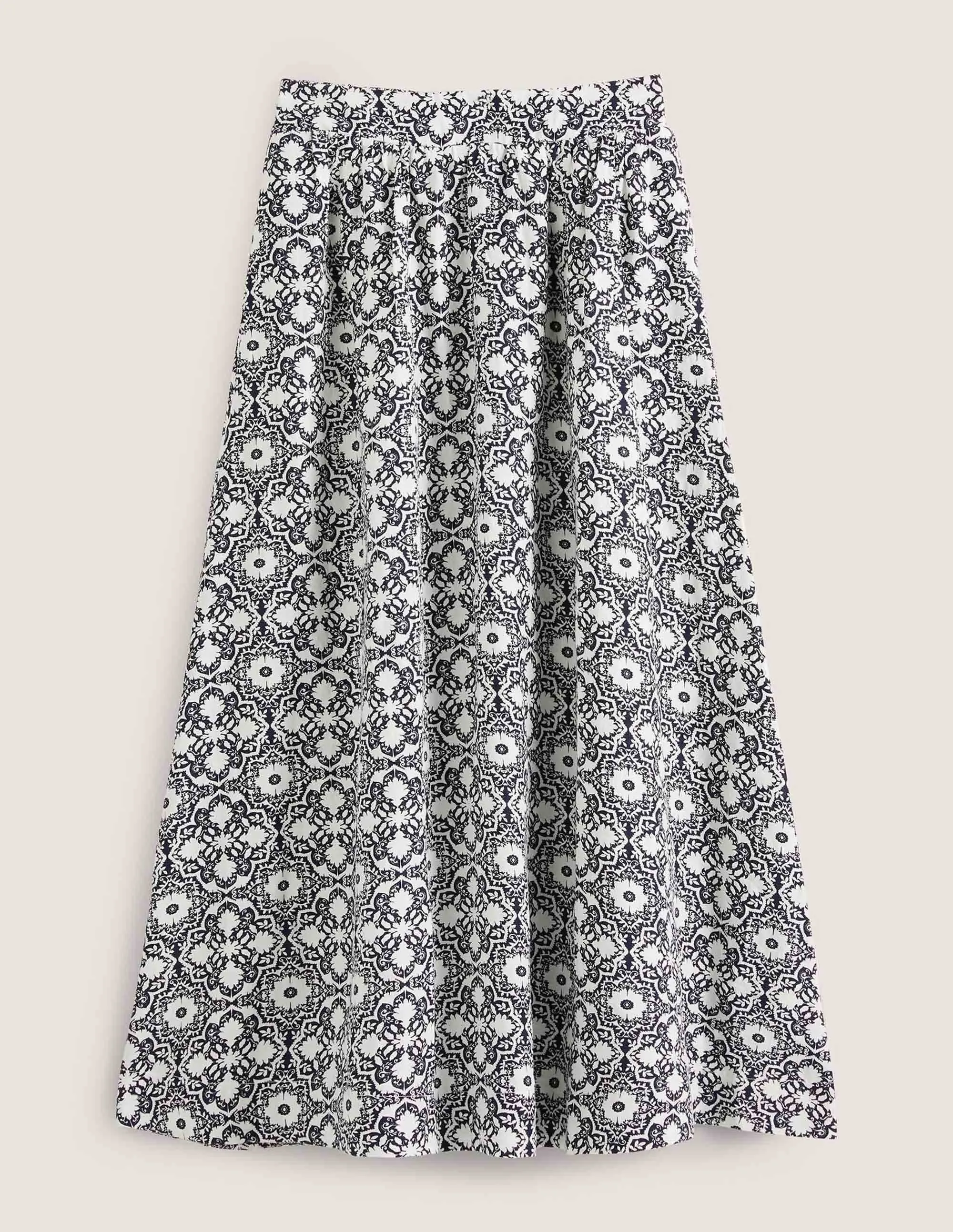 Linen Midi Skirt-French Navy. Bloomsbury Mono