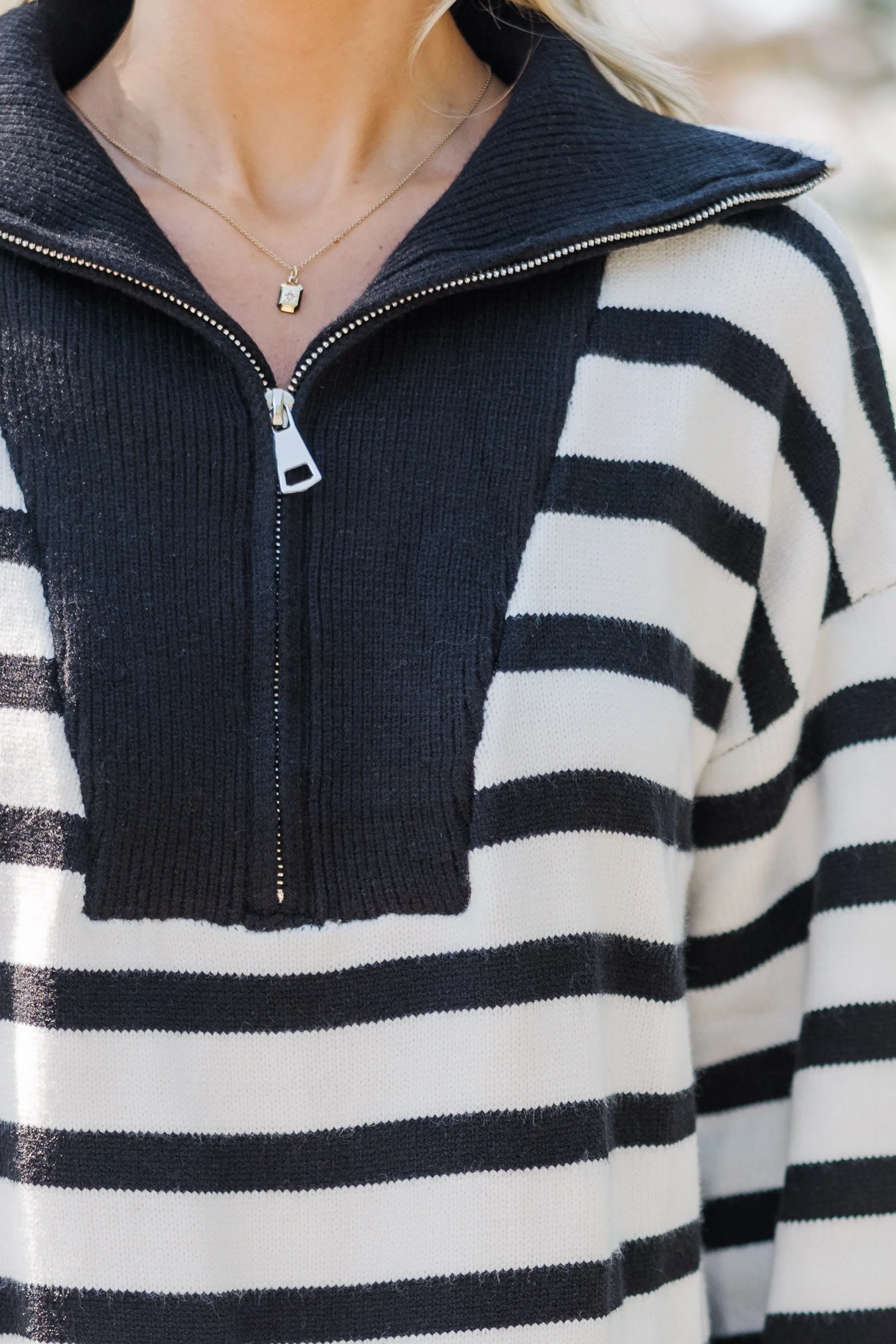 Listen To Me Black Striped Sweater Dress