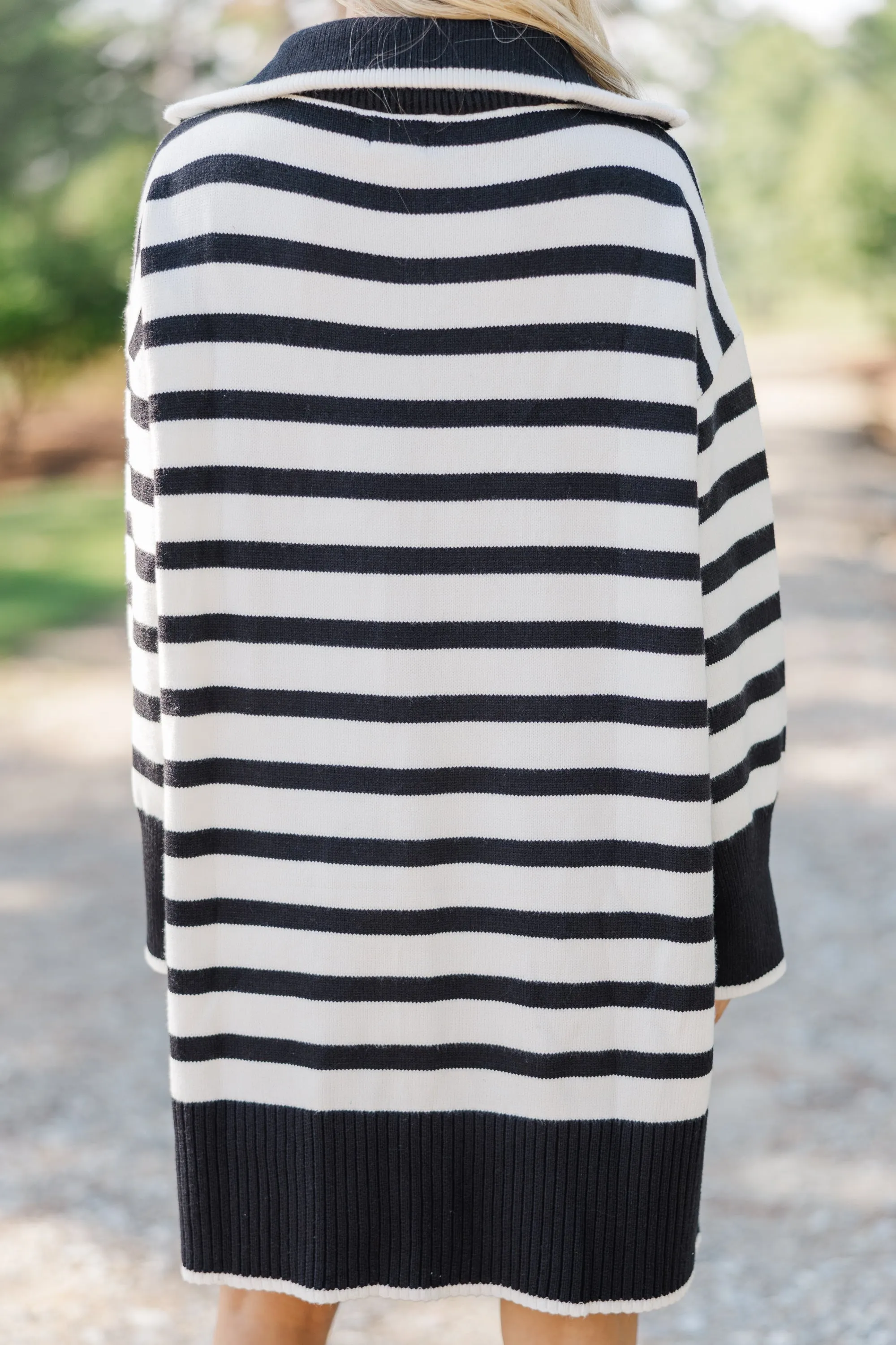 Listen To Me Black Striped Sweater Dress