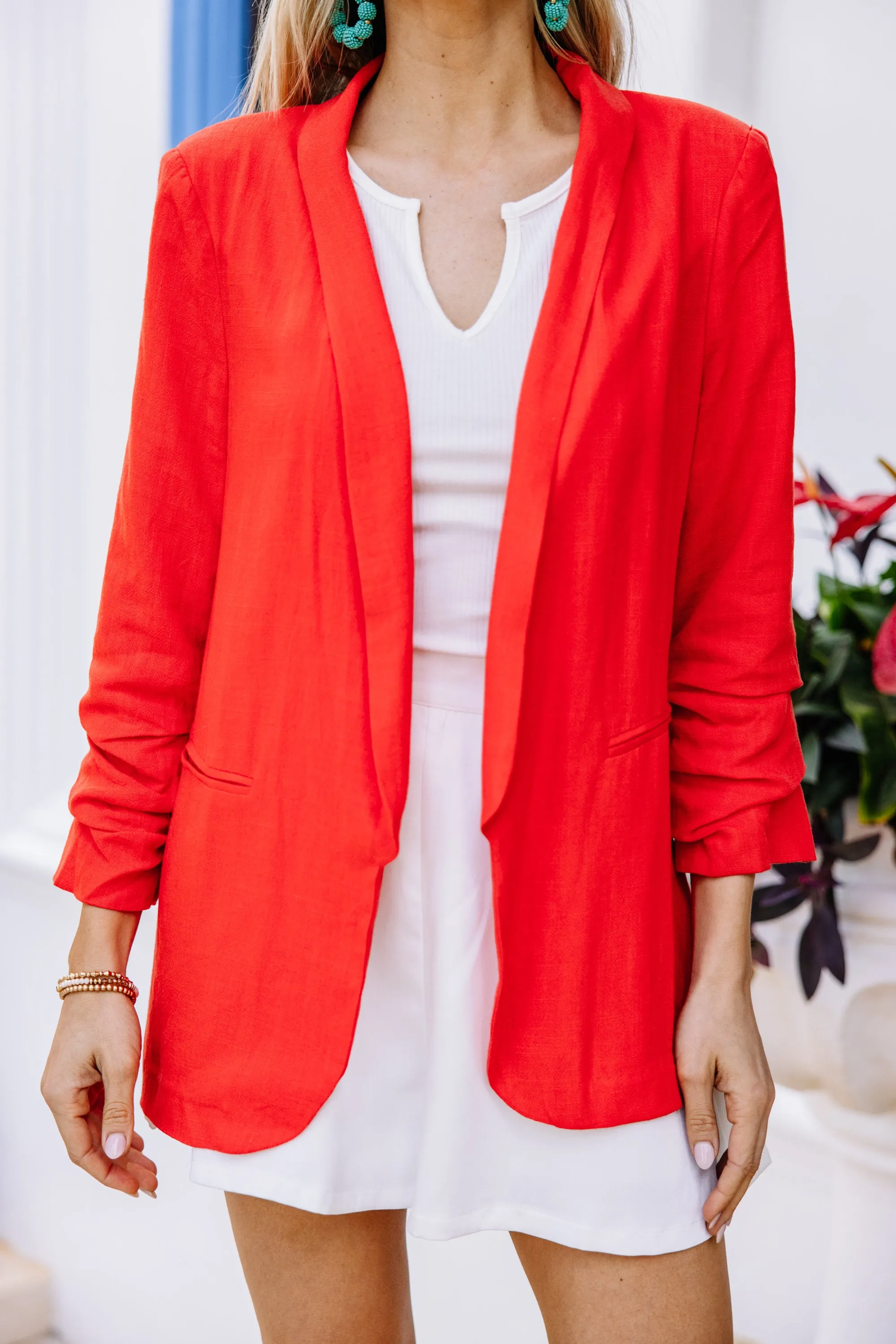 Live Your Dreams Red Linen Blazer