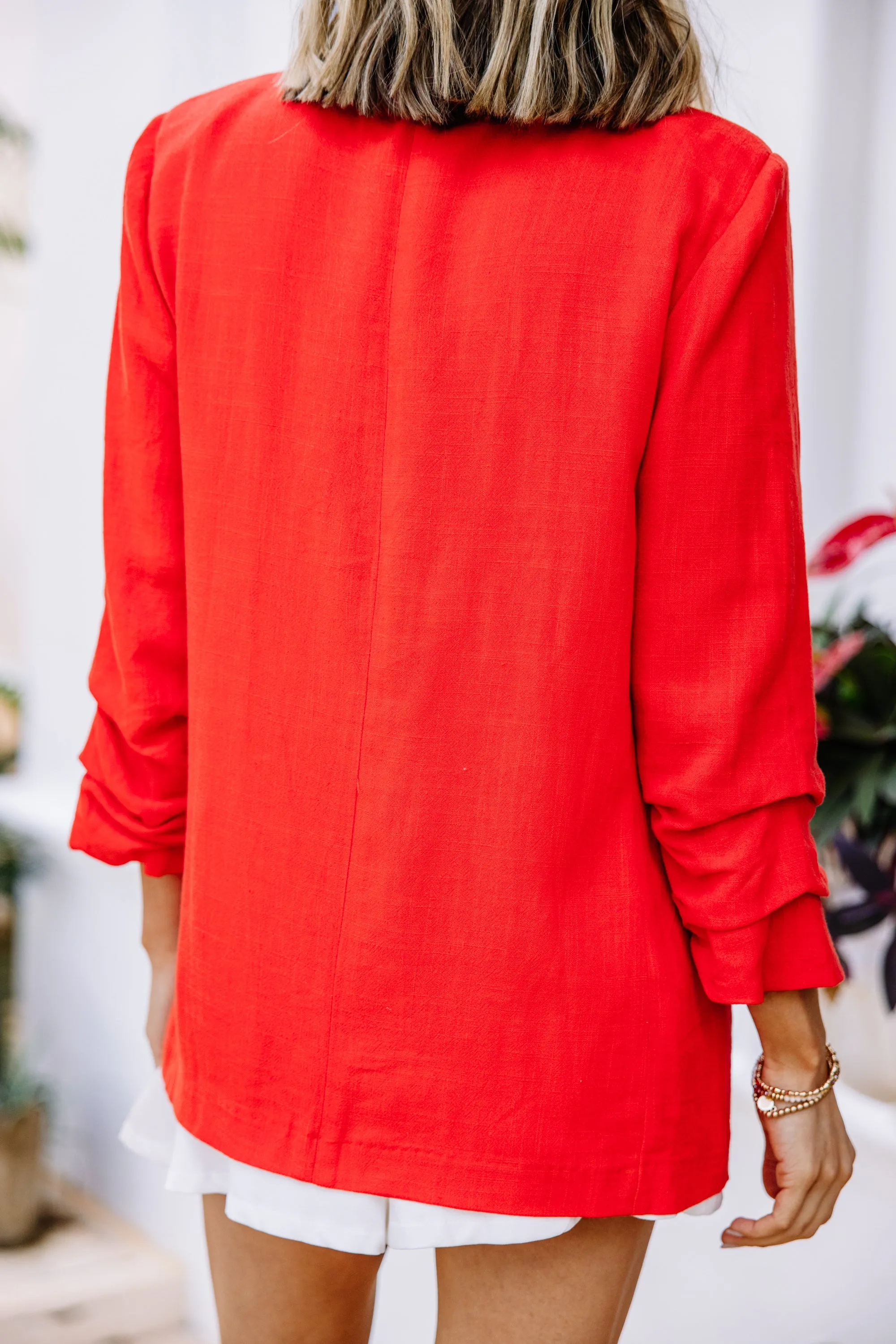 Live Your Dreams Red Linen Blazer