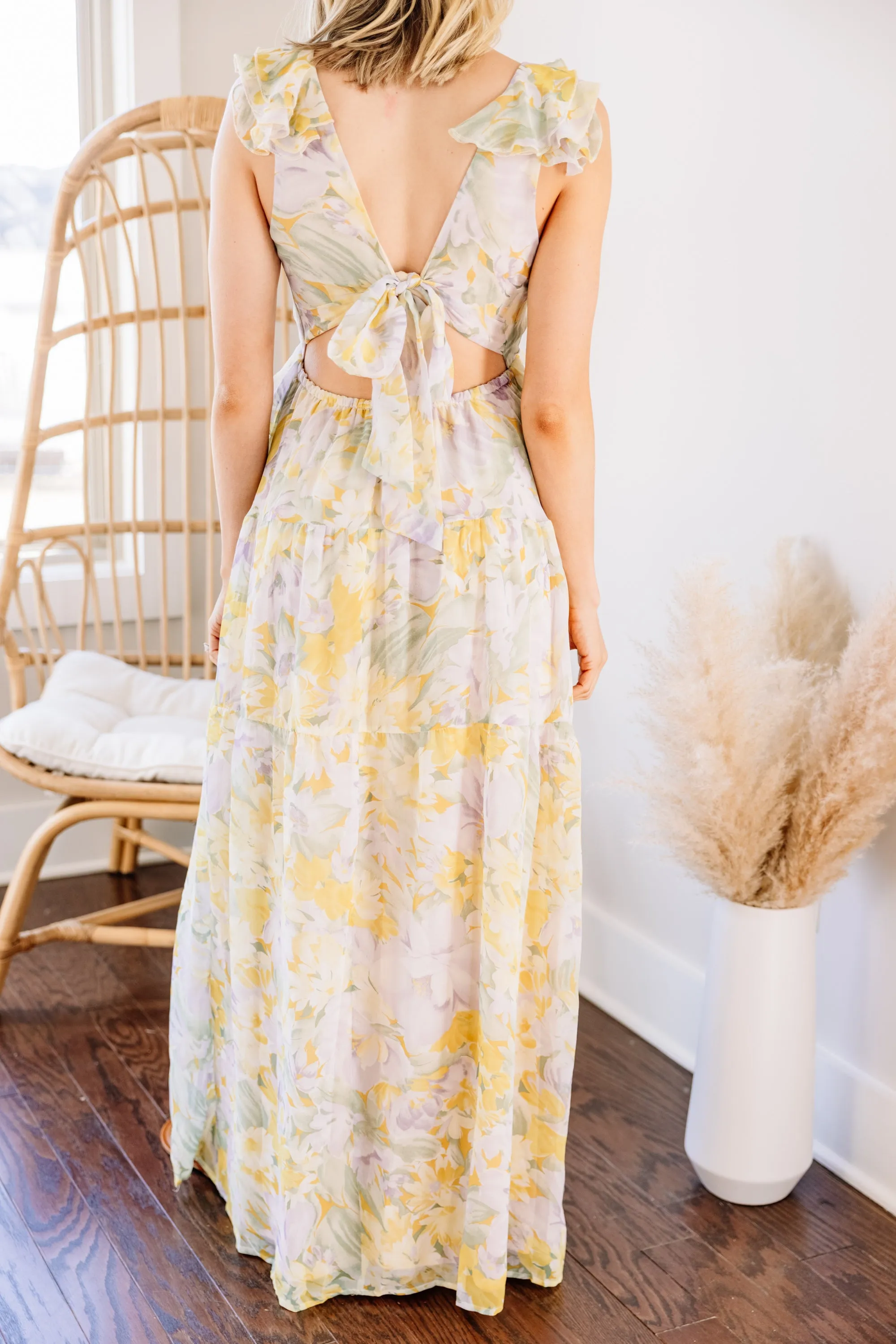 Living In A Dream Yellow Floral Maxi Dress
