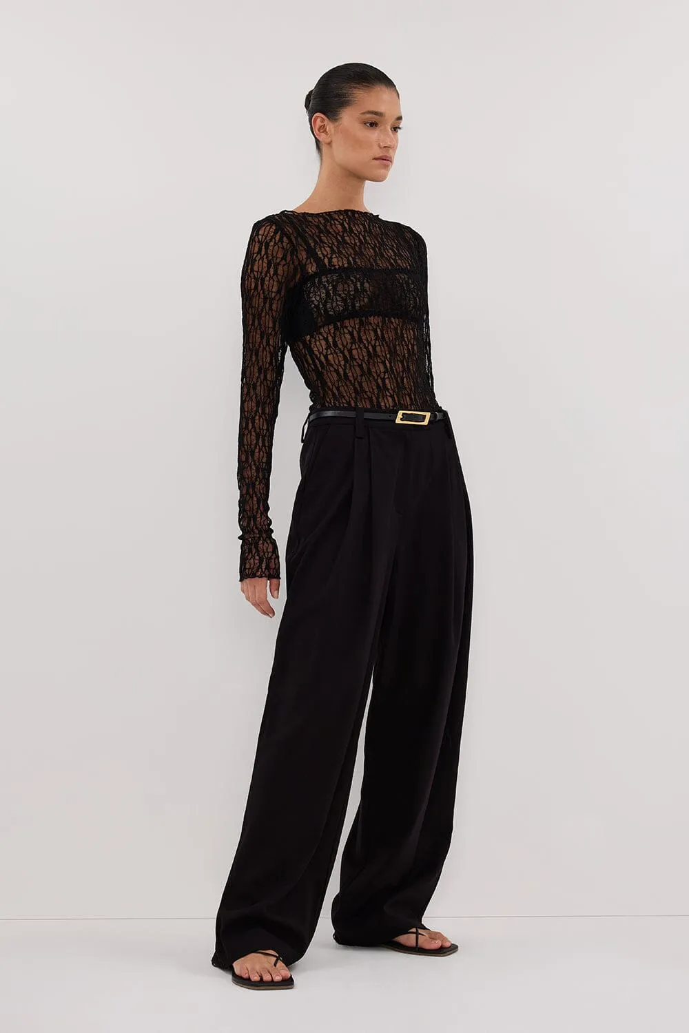 LIZZIE BLACK LACE LONG SLEEVE TOP