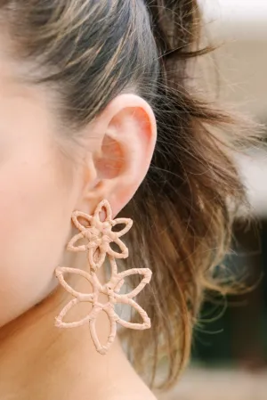 Looking Back Taupe Brown Flower Earrings