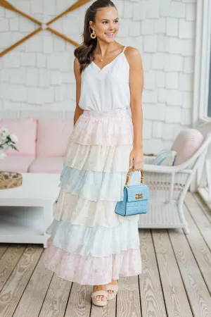 Lots Of Talk Pink Multi Floral Maxi Skirt