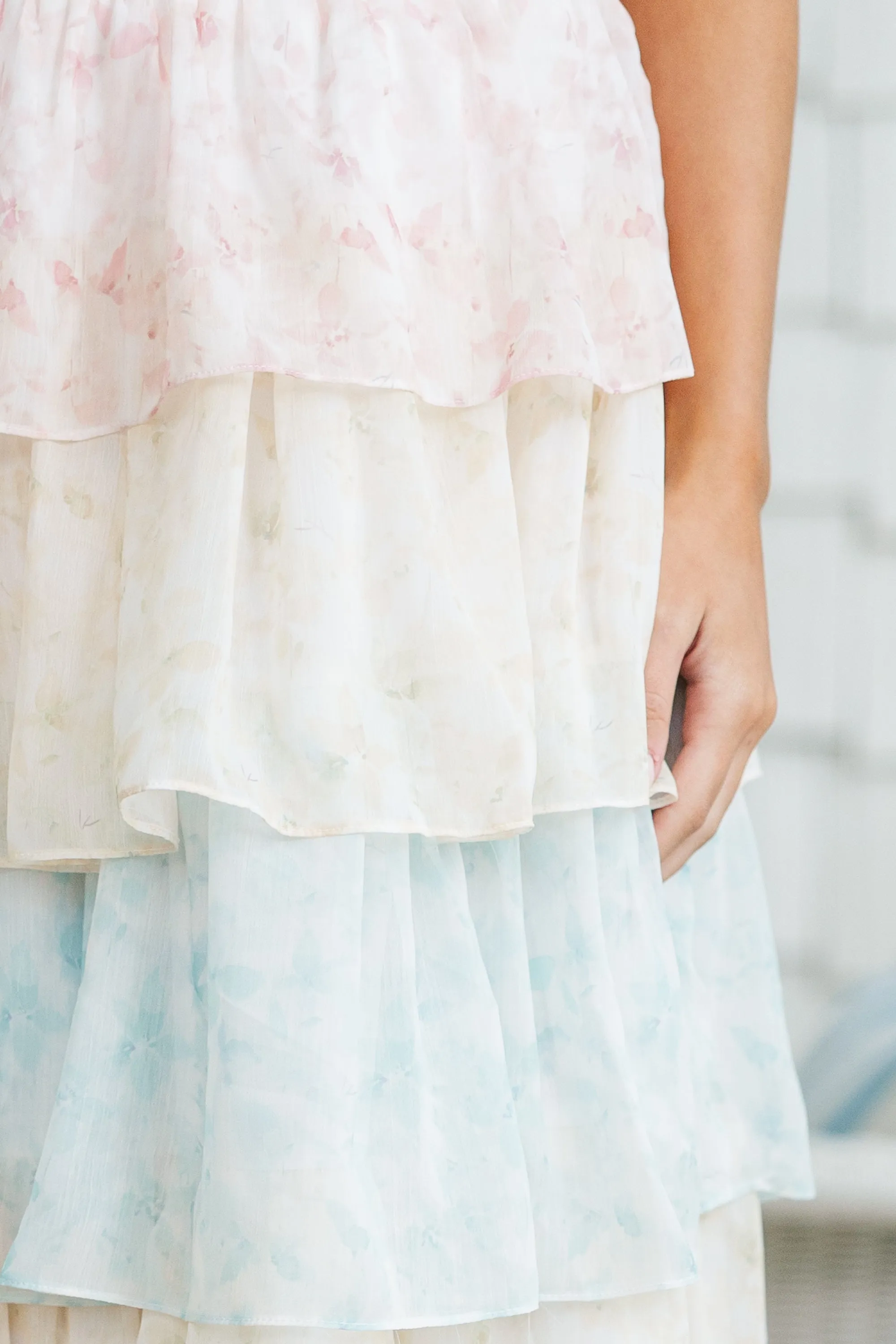 Lots Of Talk Pink Multi Floral Maxi Skirt