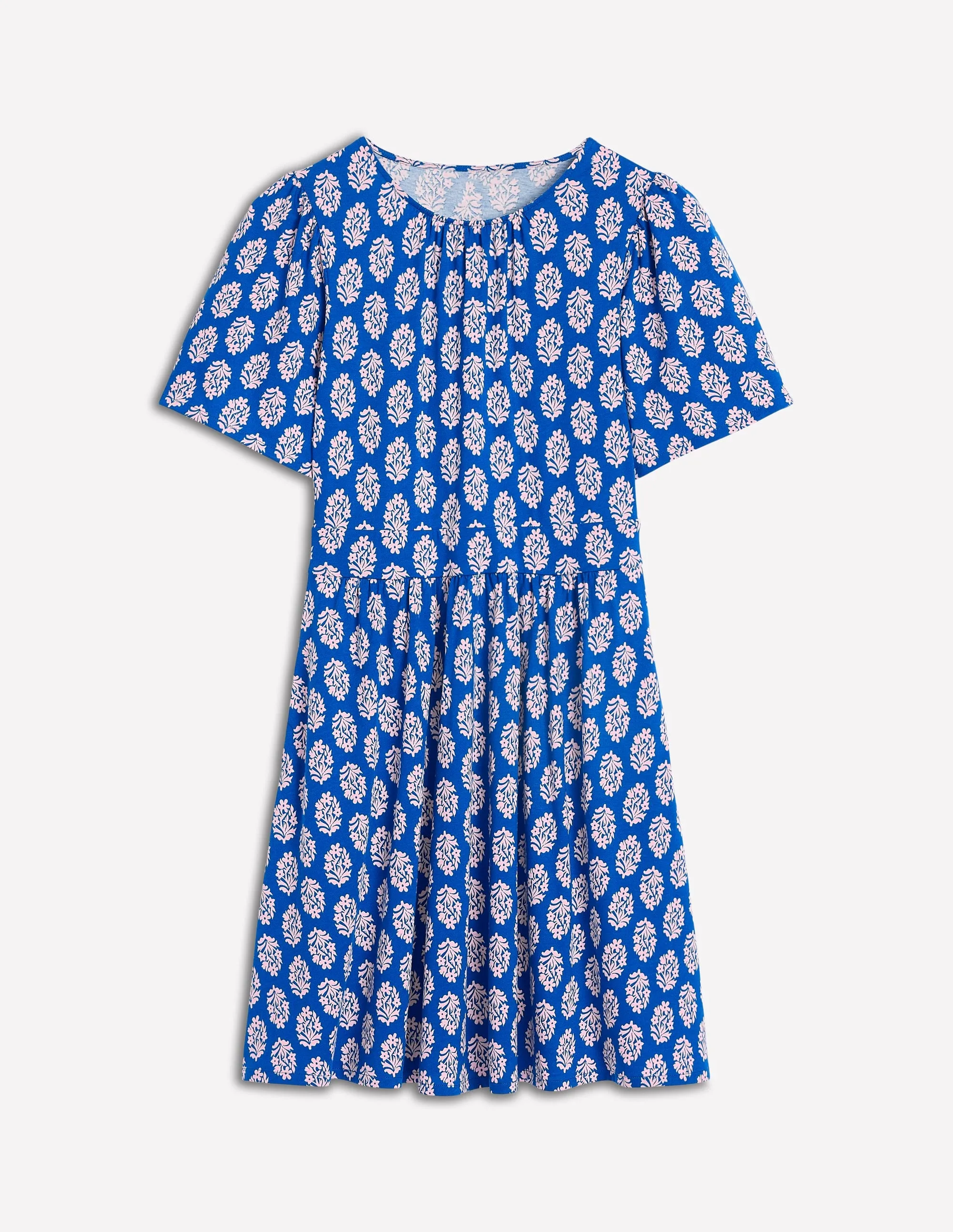 Louisa Short Jersey Dress-Gallery Blue. Posy Stamp