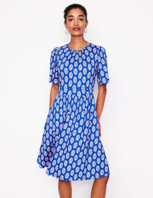 Louisa Short Jersey Dress-Gallery Blue. Posy Stamp