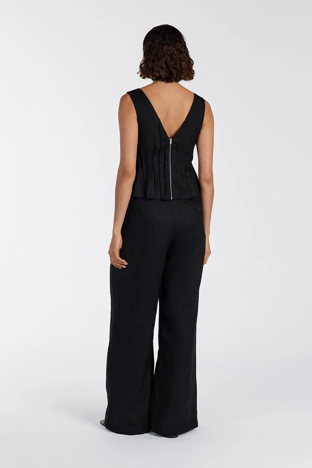 MANA BLACK PINTUCK TOP