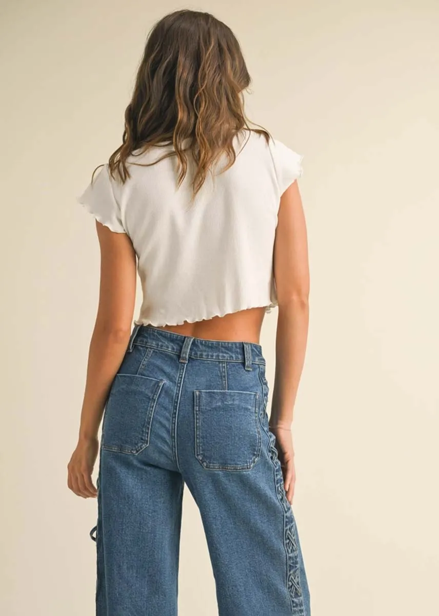 Mel Waffle Top - White