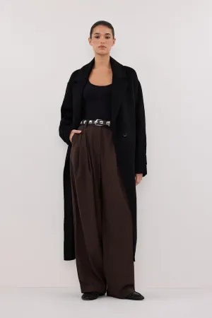 MILES BLACK WOOL WRAP COAT