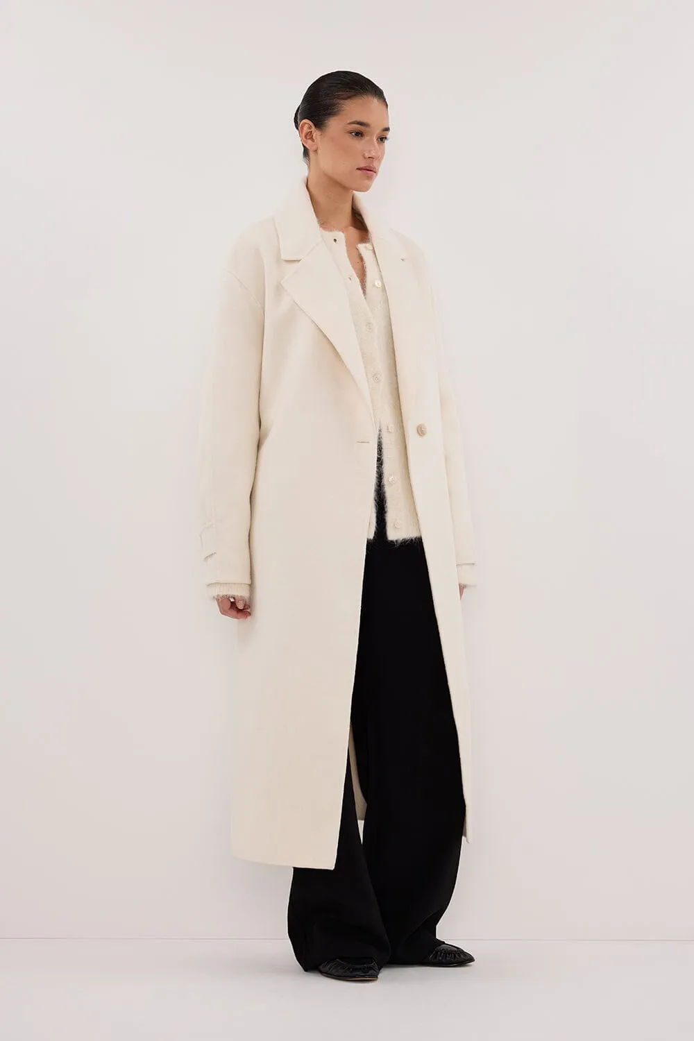 MILES CREAM WOOL WRAP COAT