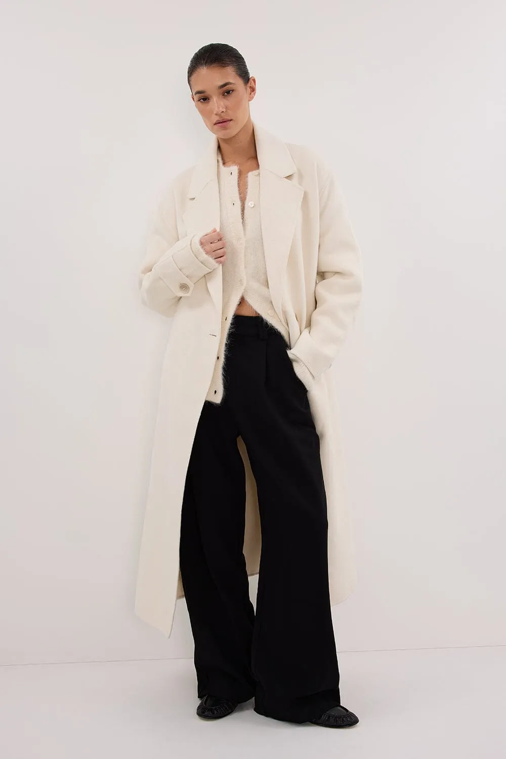 MILES CREAM WOOL WRAP COAT