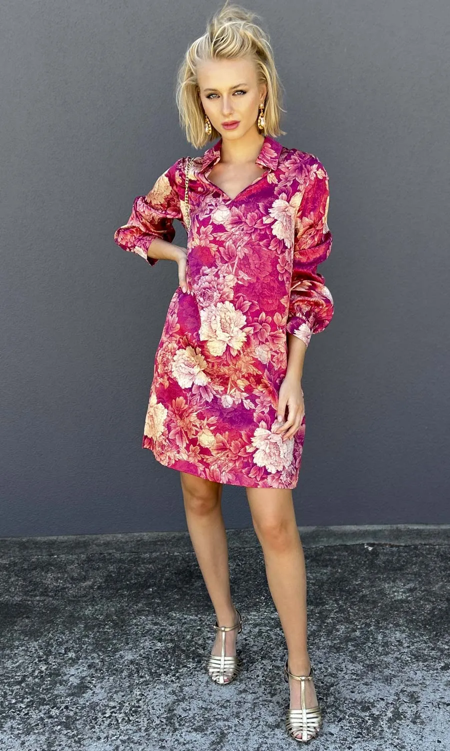 Momoni Miyagi Dress - Silk Satin Floral