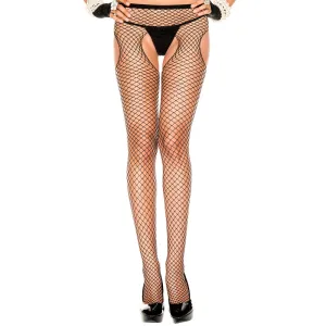 Music Legs Diamond Net Crotchless Suspender Pantyhose