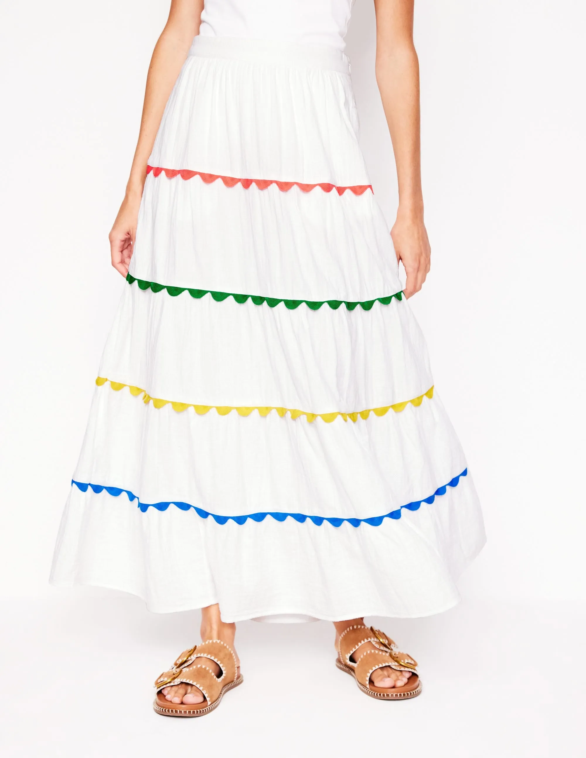 Nadia Double Cloth Maxi Skirt-White