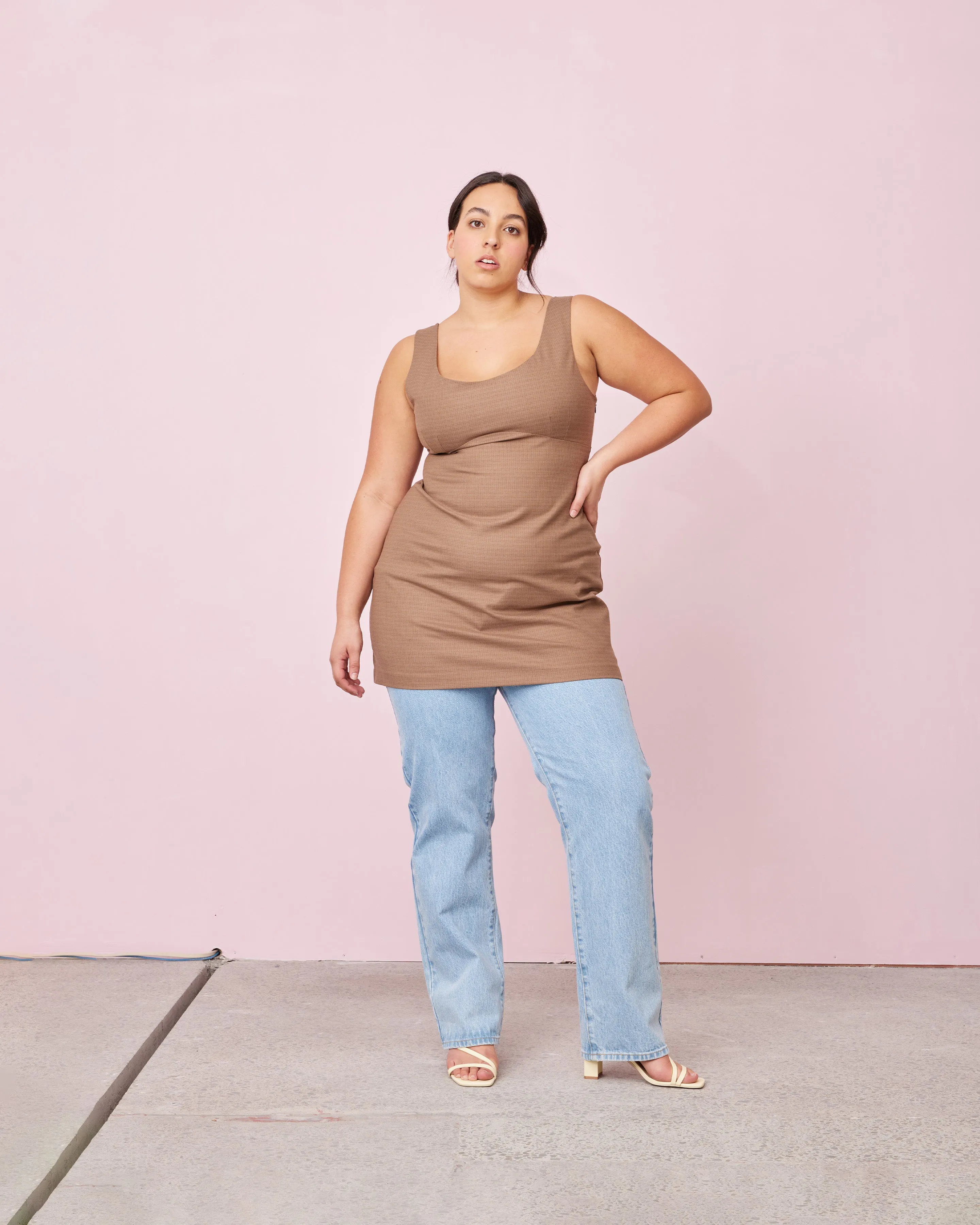 NORTH MINI DRESS BROWN CHECK