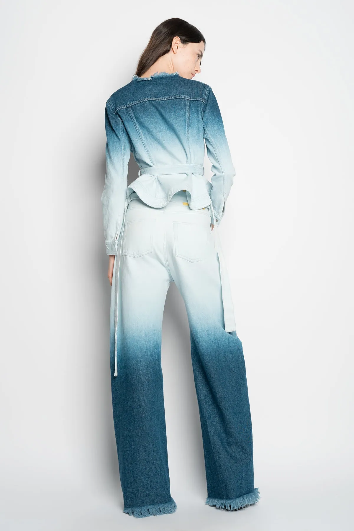 OMBRE DENIM BLUE BELTED JACKET