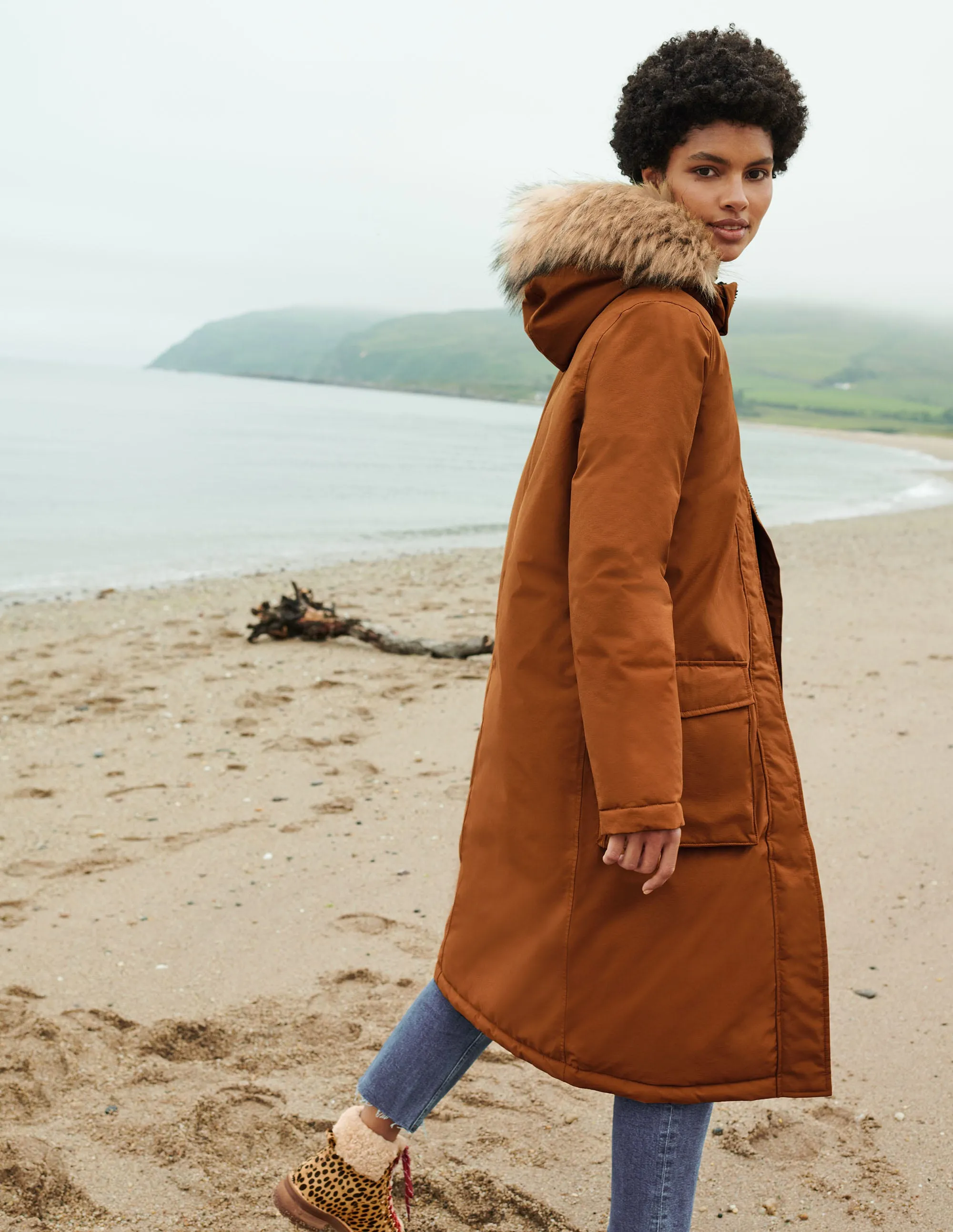Orkney Padded Parka Coat-Ginger